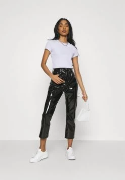 Monki T-Shirt Print - Black Dark Solid/lilac | Damen