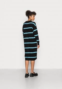 Monki Damen Strickkleid - Turquoise Light Stripe -Monki Verkäufe 2022 03cc8c0bce2b4fcb949f307e78a52f58