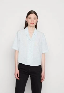 Monki Damen Hemdbluse - Blue Dusty Light