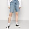 Monki Damen Jeans Shorts - Blue Medium Dusty