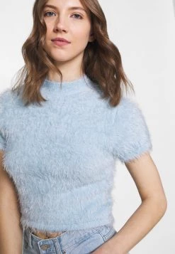 Monki Damen T-Shirt Print - Light Blue -Monki Verkäufe 2022 09c197e194c449529a4c2d7f5529f4ca