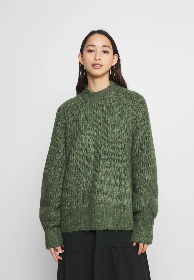 Monki Damen Strickpullover - Khaki Green Medium Dusty 1 Monki Damen Strickpullover - Khaki Green Medium Dusty