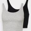 Monki Damen 2 PACK - Top - Grey/black