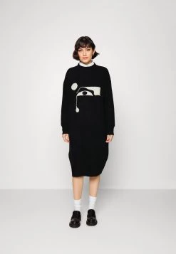 Monki Damen Strickkleid - Black Dark