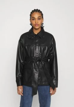Monki Damen Kunstlederjacke - Black