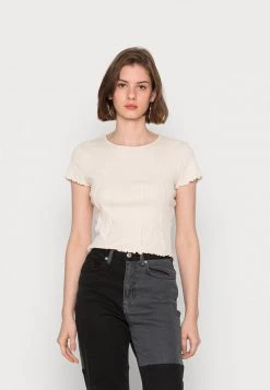 Monki Damen T-Shirt Basic - White Dusty Light