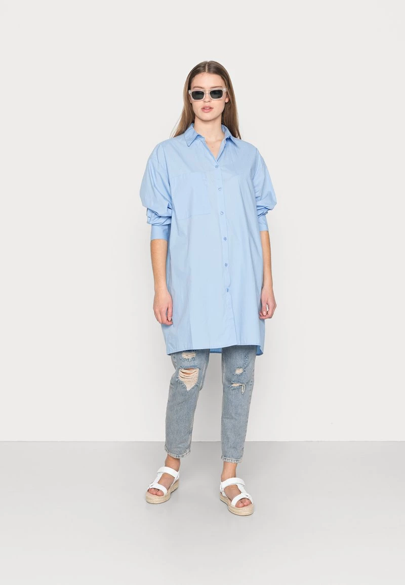 Monki Damen Hemdbluse - Blue Solid 2 Monki Damen Hemdbluse - Blue Solid – Bild 2