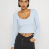 Monki Damen Langarmshirt - Blue Light