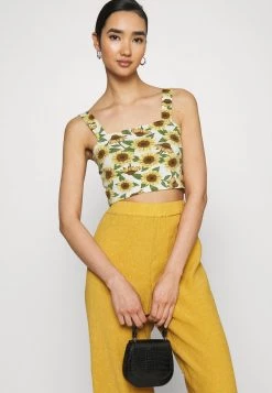 Monki Damen Top - Black Dark/sunflower/white -Monki Verkäufe 2022 14cd799364ab42b2be2218c24e406d52