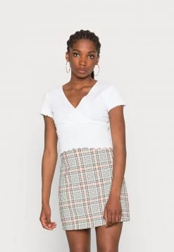 Monki Damen T-Shirt Basic - White Light Unique