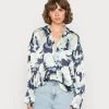 Monki Damen Bluse - Blue Dark Pastelldream