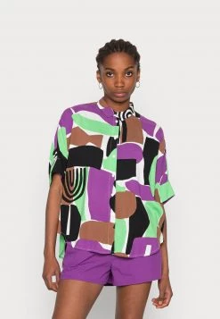 Monki Damen Hemdbluse - Multi Coloured/green