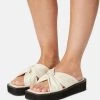 Monki Damen Pantolette Flach - White Dusty Light