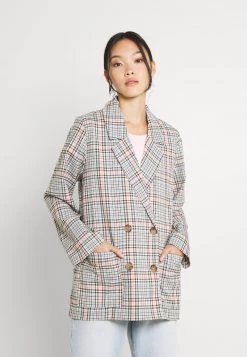 Monki Damen Blazer - White Dusty Light/emerald