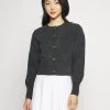 Monki Damen Strickjacke - Grey Dark Melange