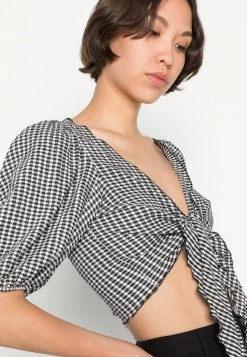 Monki Damen Bluse - Ginghamn Black/white -Monki Verkäufe 2022 278501fe86aa48eb924a30126f7ca0a3