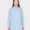 Monki Damen Hemdbluse - Blue Solid