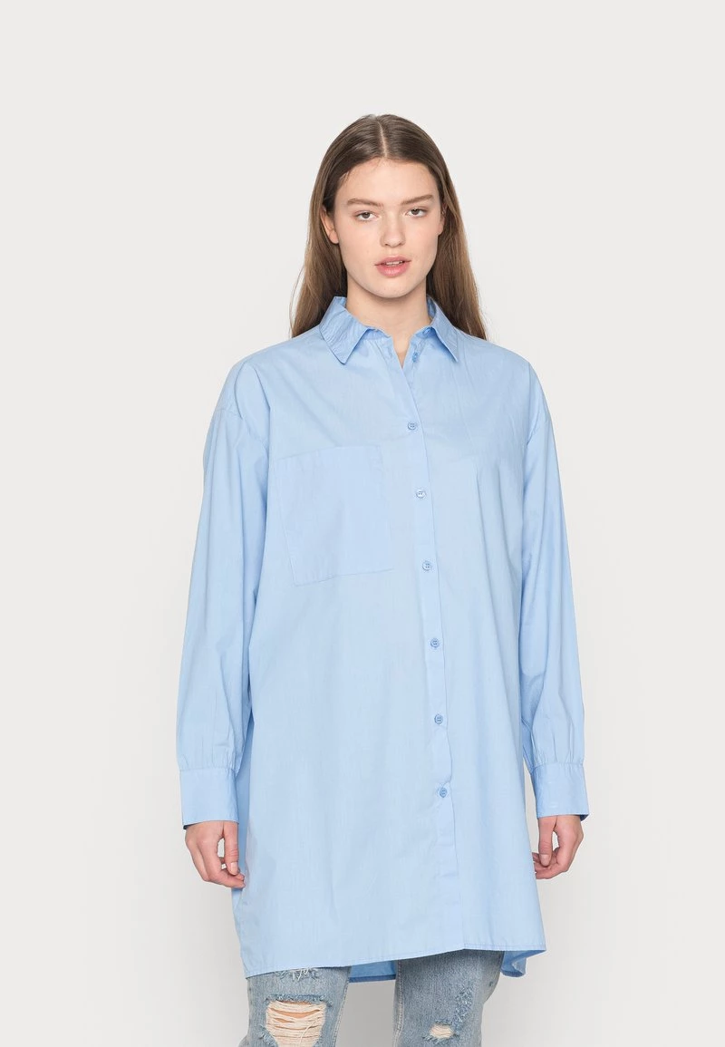 Monki Damen Hemdbluse - Blue Solid 1 Monki Damen Hemdbluse - Blue Solid