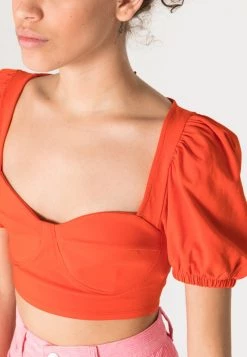 Monki Damen T-Shirt Basic - Orange Bright -Monki Verkäufe 2022 2acba6b47f1e434c917ca33fd0510665