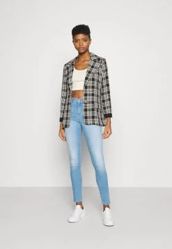 Monki Damen Top - Grey Light/yellow Light