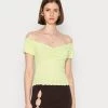 Monki Damen T-Shirt Print - Lime Green