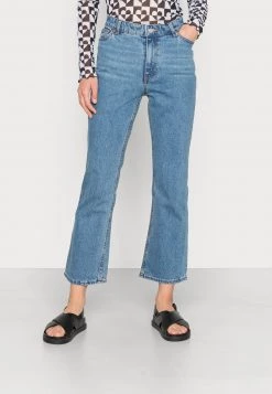 Monki Damen Flared Jeans - Blue Medium Dusty