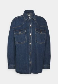 Monki Damen Bluse - Blue Medium Dusty -Monki Verkäufe 2022 3031bf0bfa53471eac515635ec424791