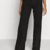 Monki Damen Jeans Straight Leg - Black Dark