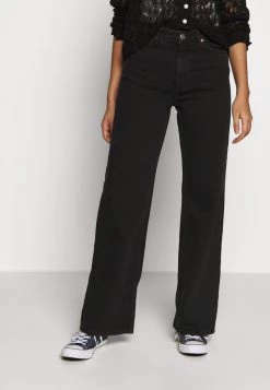 Monki Damen Jeans Straight Leg - Black Dark