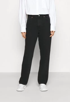 Monki Damen Jeans Straight Leg - Black Dark