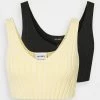 Monki Damen 2 PACK - Top - Black/light Yellow