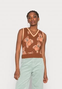 Monki Damen Strickpullover - Many Teddybears