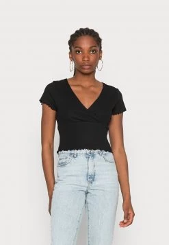 Monki Damen T-Shirt Basic - Black Dark Unique