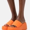 Monki Damen Pantolette Hoch - Orange Bright