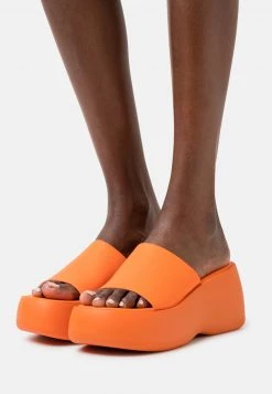 Monki Damen Pantolette Hoch - Orange Bright