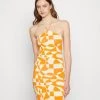 Monki Damen Jerseykleid - Yellow Dusty Light/orange