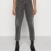 Monki Damen Jeans Straight Leg - Black Dark