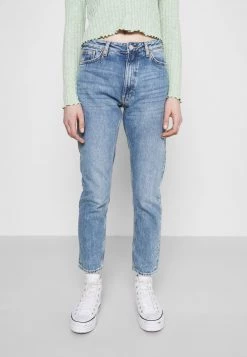 Monki Damen Jeans Straight Leg - Blue Medium Dusty