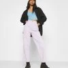 Monki Damen Top - Blue Light/white