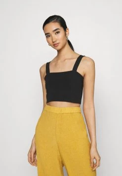 Monki Damen Top - Black Dark/sunflower/white -Monki Verkäufe 2022 60129a638aaa41f1888356beffed4f52