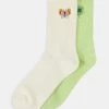 Monki Damen LUCY SOCK 2 PACK - Socken - Green Light/white