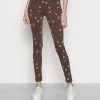 Monki Damen Leggings - Hosen - Brown Forms Black/white