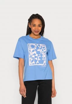 Monki Damen T-Shirt Print - Blue Medium