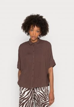 Monki Damen Hemdbluse - Mole Dark