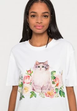 Monki Damen T-Shirt Print - White Light -Monki Verkäufe 2022 71818ab5545447a8ac920f75db80420f