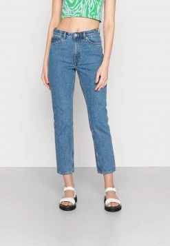 Monki Damen KIMONO - Jeans Straight Leg - Blue Dusty Light