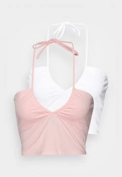Monki Damen 2 PACK - Top - Pink/white -Monki Verkäufe 2022 784bdc78b6a34ad388aa5e8f60d393f9