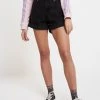 Monki Damen Jeans Shorts - Washed Black