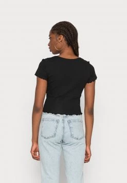 Monki Damen T-Shirt Basic - Black Dark Unique -Monki Verkäufe 2022 7d22f091b8c940e58822f81ddd9b745b
