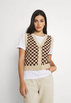Monki Damen Weste - Brown And Beige